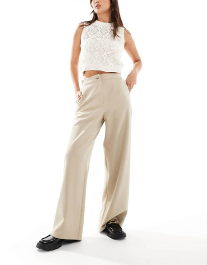 ASOS DESIGN relaxed tailored pants in stone
