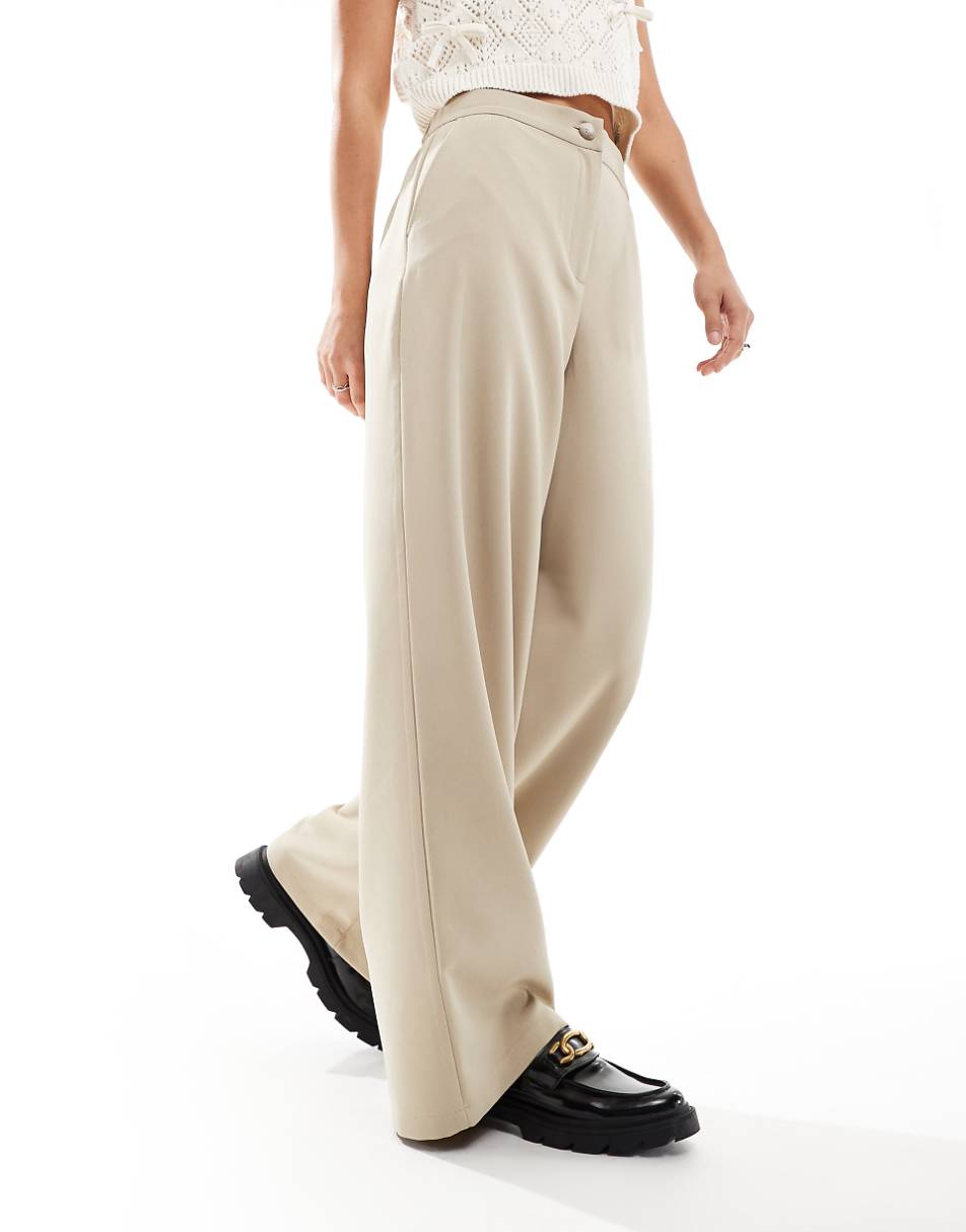 ASOS DESIGN relaxed tailored pants in stone