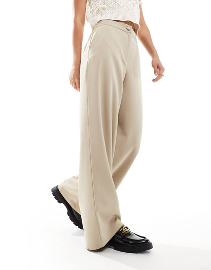 ASOS DESIGN relaxed tailored pants in stone