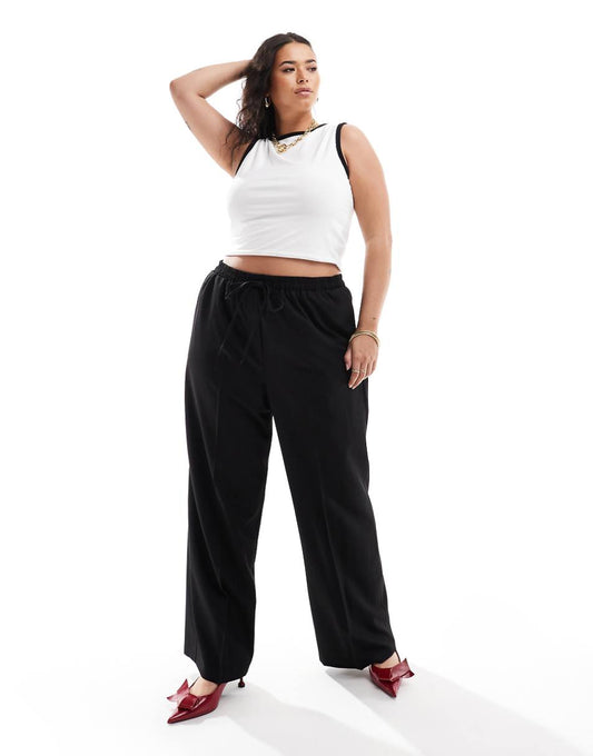 ASOS DESIGN Curve tailored pull-on pants in black