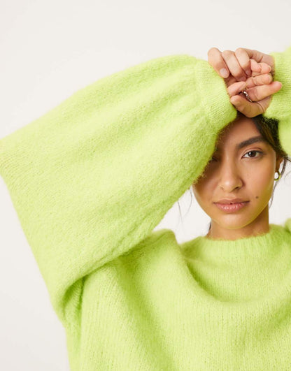 ASOS EDITION knit oversized crew neck sweater in lime green