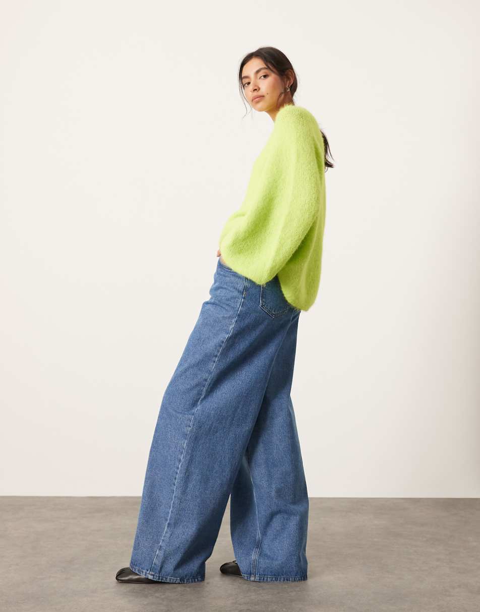 ASOS EDITION knit oversized crew neck sweater in lime green