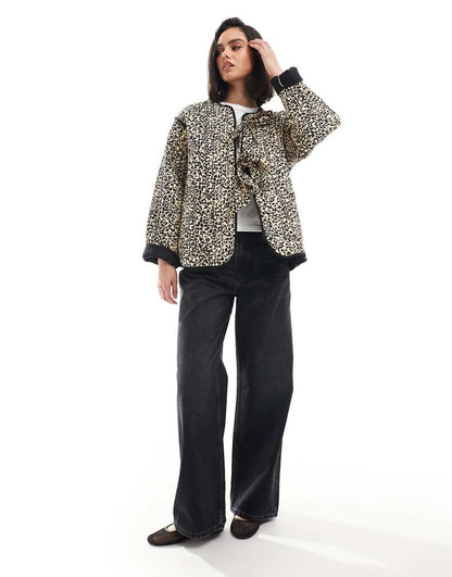 ASOS DESIGN quilted leopard print jacket
