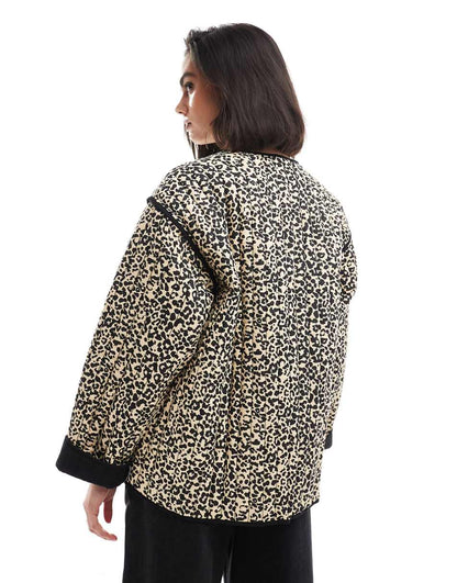 ASOS DESIGN quilted leopard print jacket