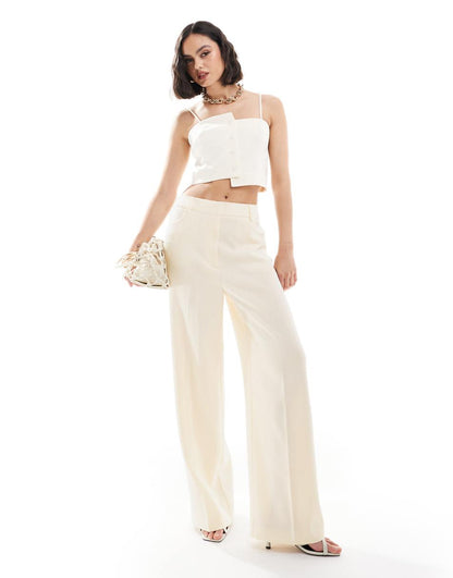 ASOS DESIGN textured tailored pant in cream