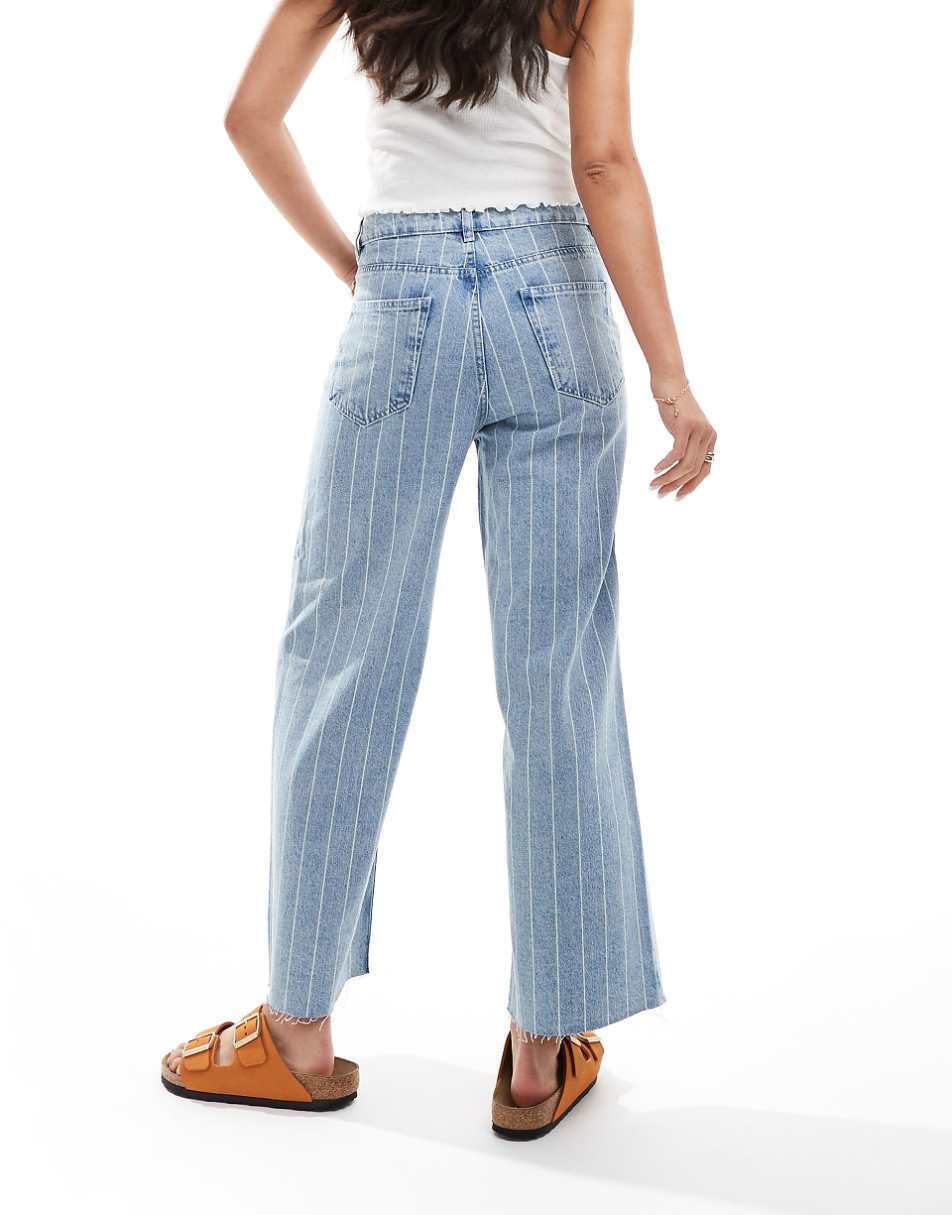 ASOS DESIGN cropped wide leg jeans in stripe