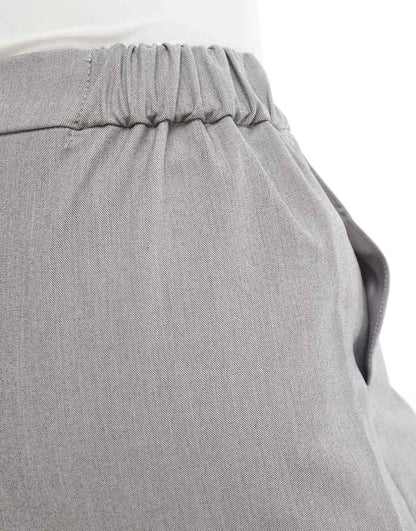 ASOS DESIGN Petite tailored wide leg dad pants in gray