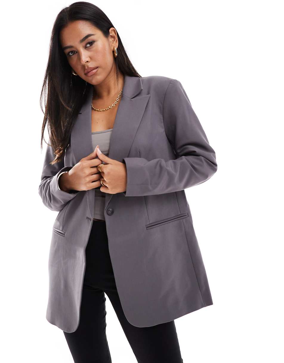 ASOS DESIGN single breasted blazer in gray