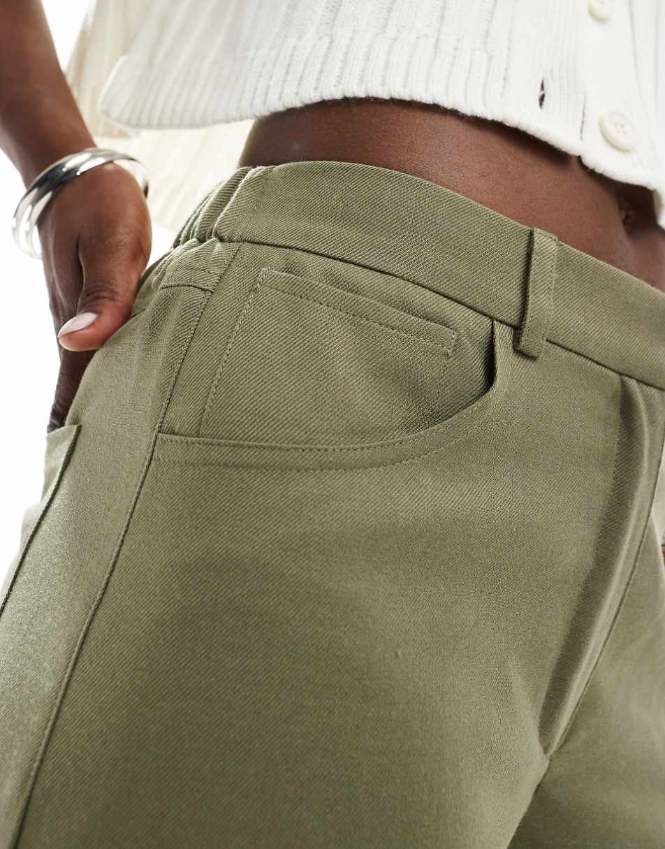 ASOS DESIGN relaxed dad pants with 5 pocket detail in khaki