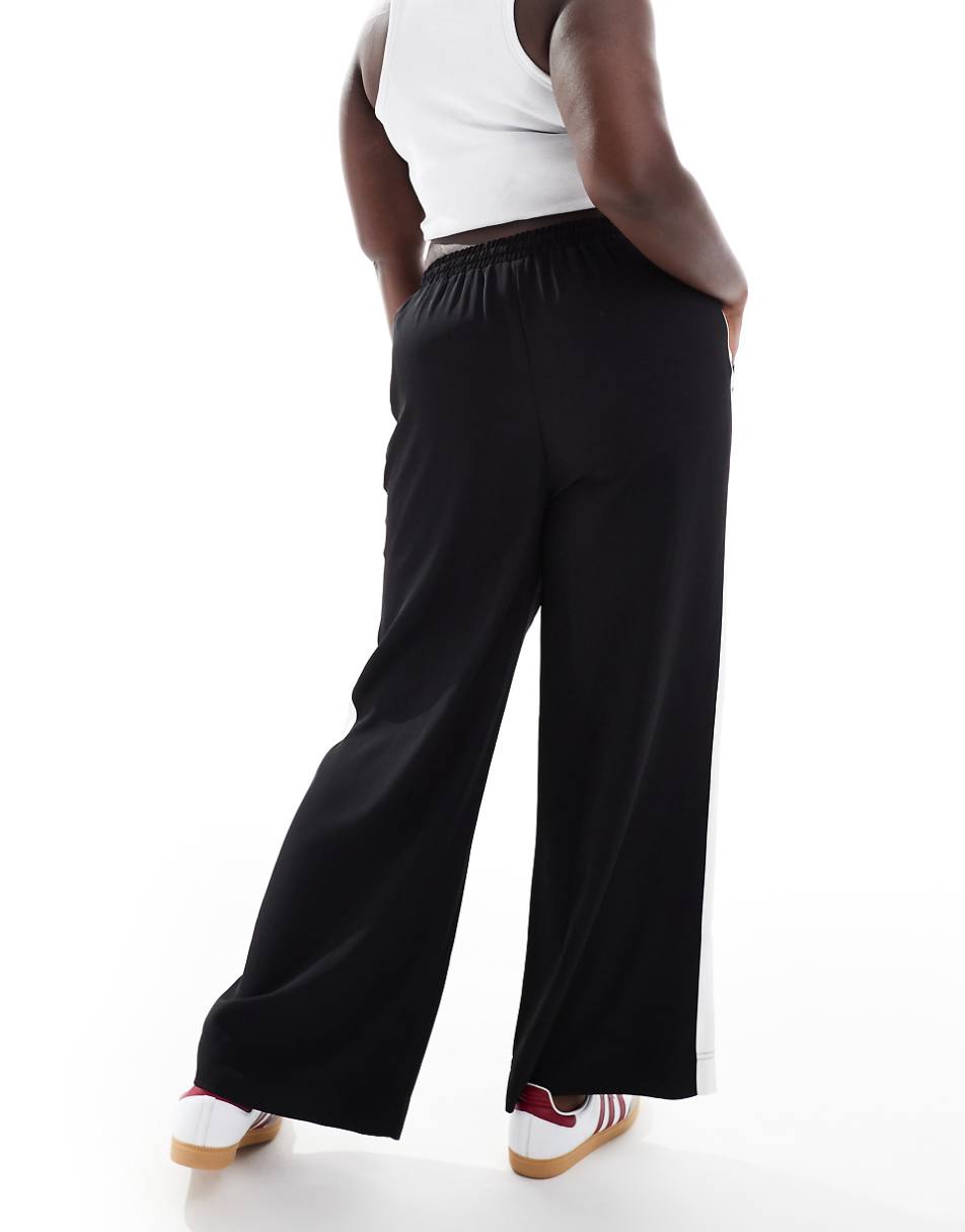 ASOS DESIGN Curve pull on pants with contrast panel in black