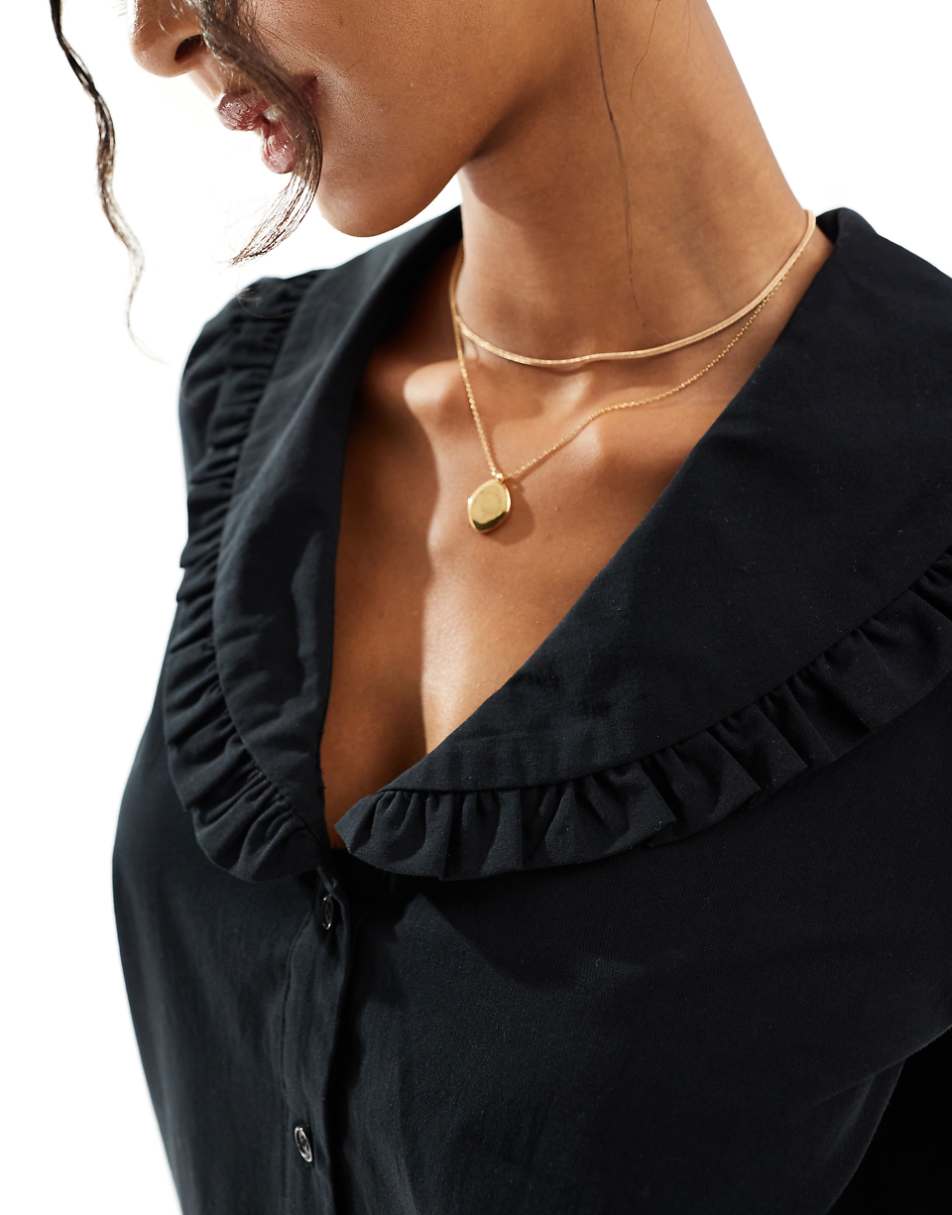 Nobody's Child Emmie collar blouse in black