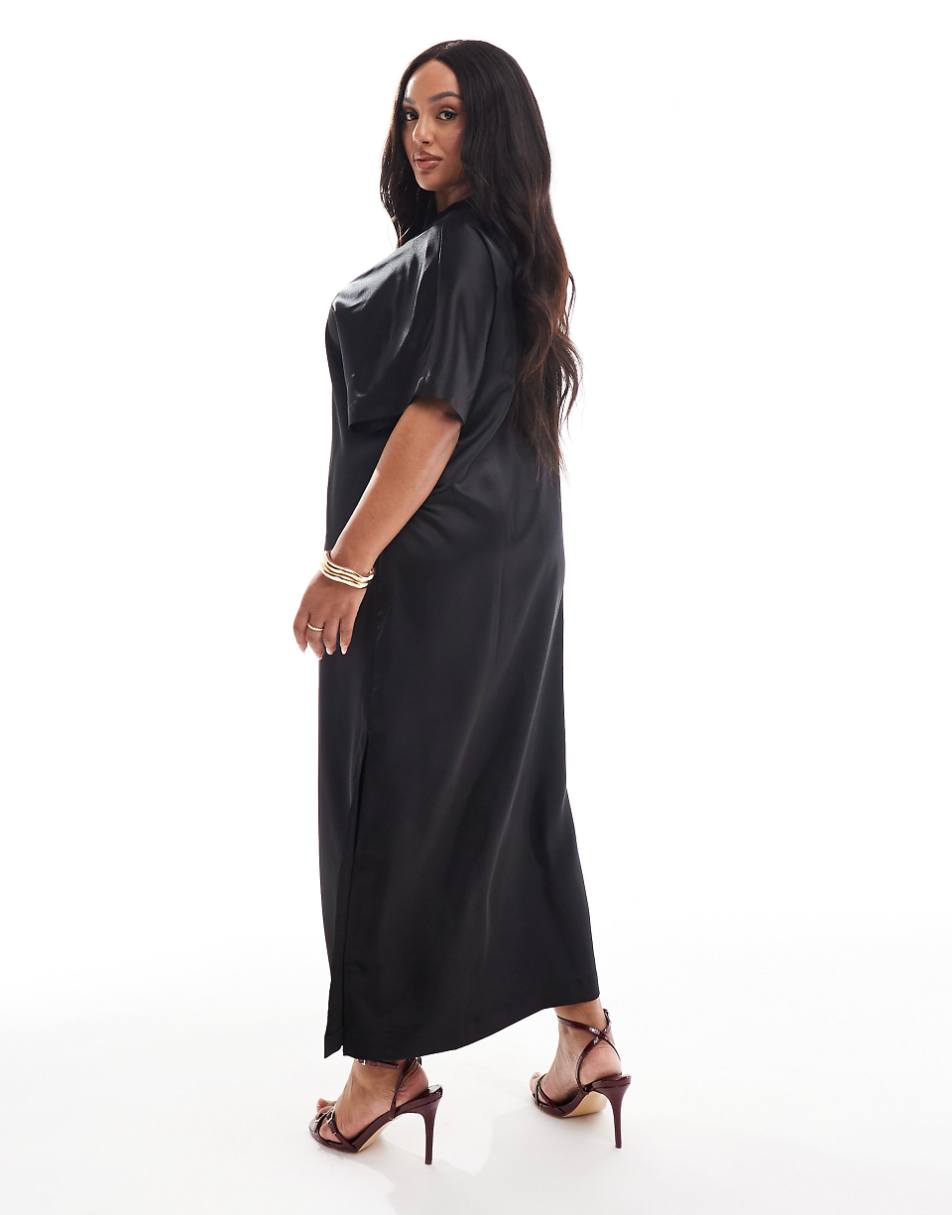 ASOS DESIGN Curve satin oversized midi tshirt dress