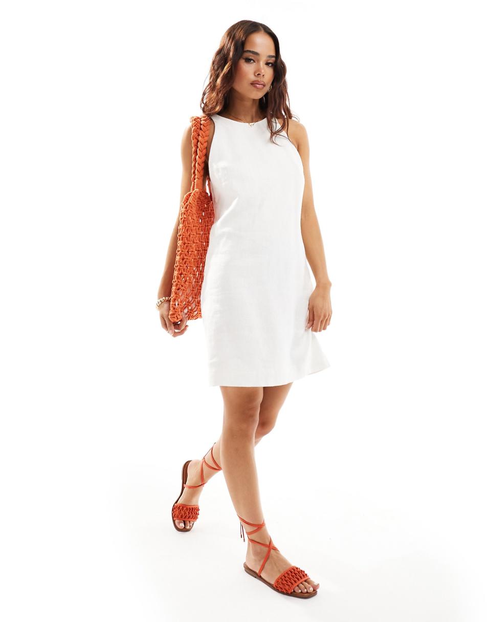 & Other Stories sleeveless linen mini dress in white