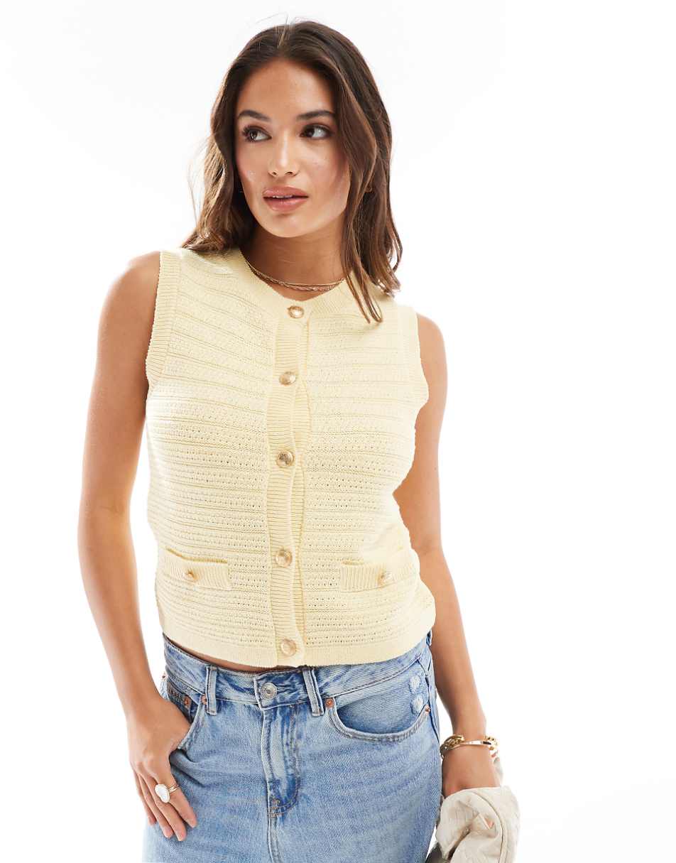 ASOS DESIGN knit boucle vest in lemon