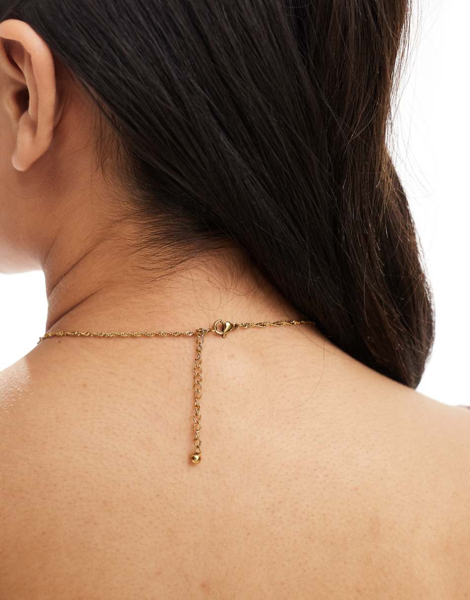 ASOS DESIGN waterproof stainless steel necklace in snake design in gold tone