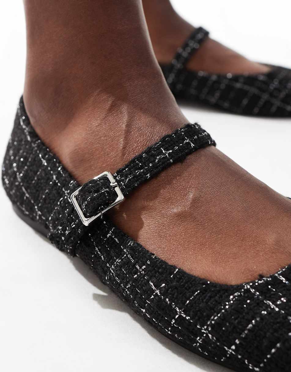 ASOS DESIGN Lottie Mary Jane ballet flat in black tweed