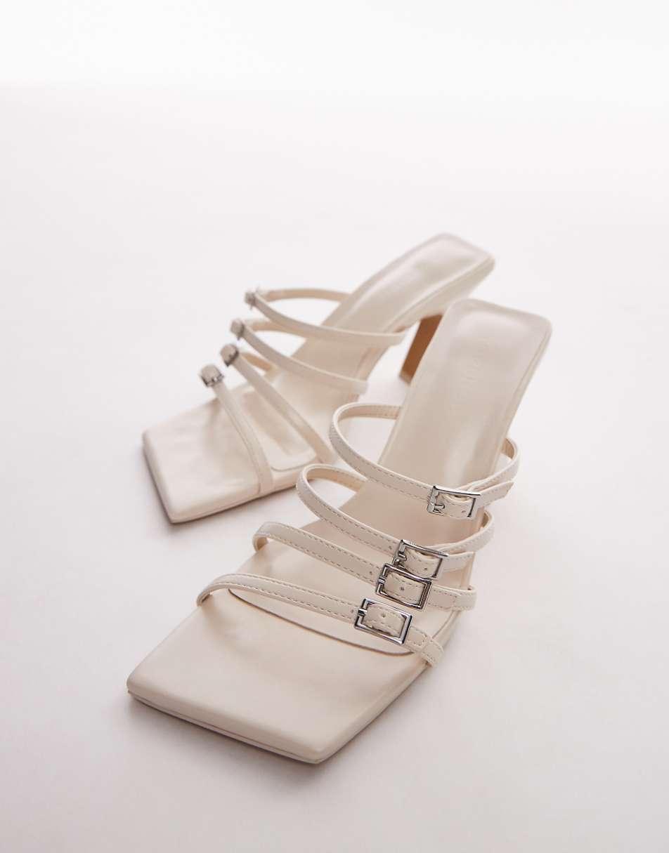 Topshop Gabe high heeled sandals with buckle detail in off white