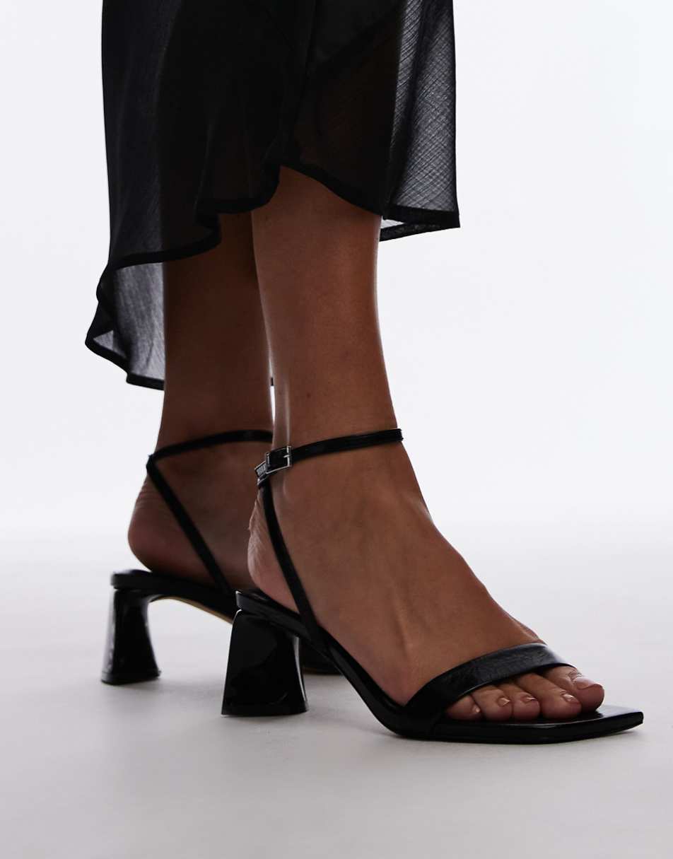 Topshop Ira strappy mid heel sandals in black