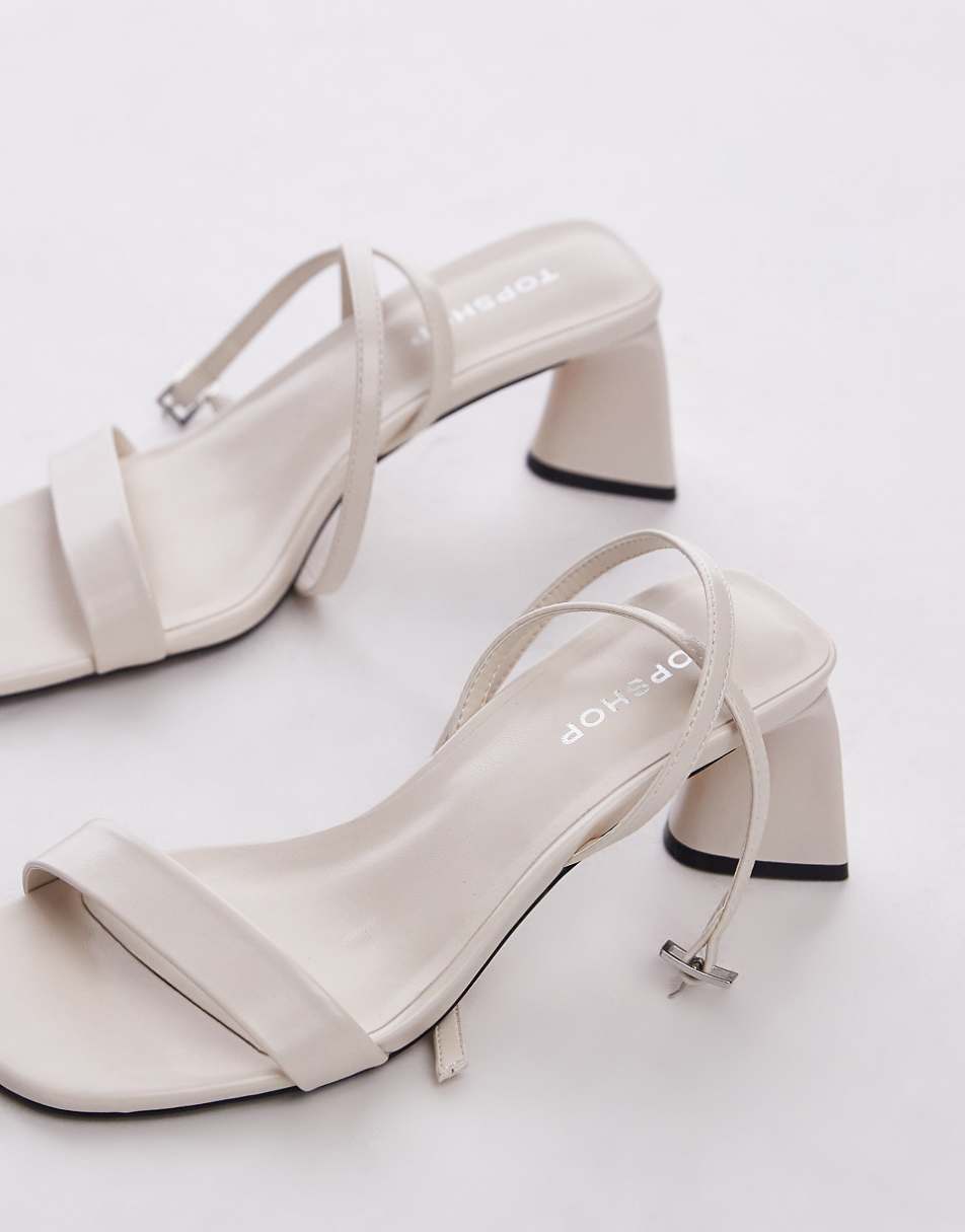 Topshop Ira strappy mid heel sandals in off white