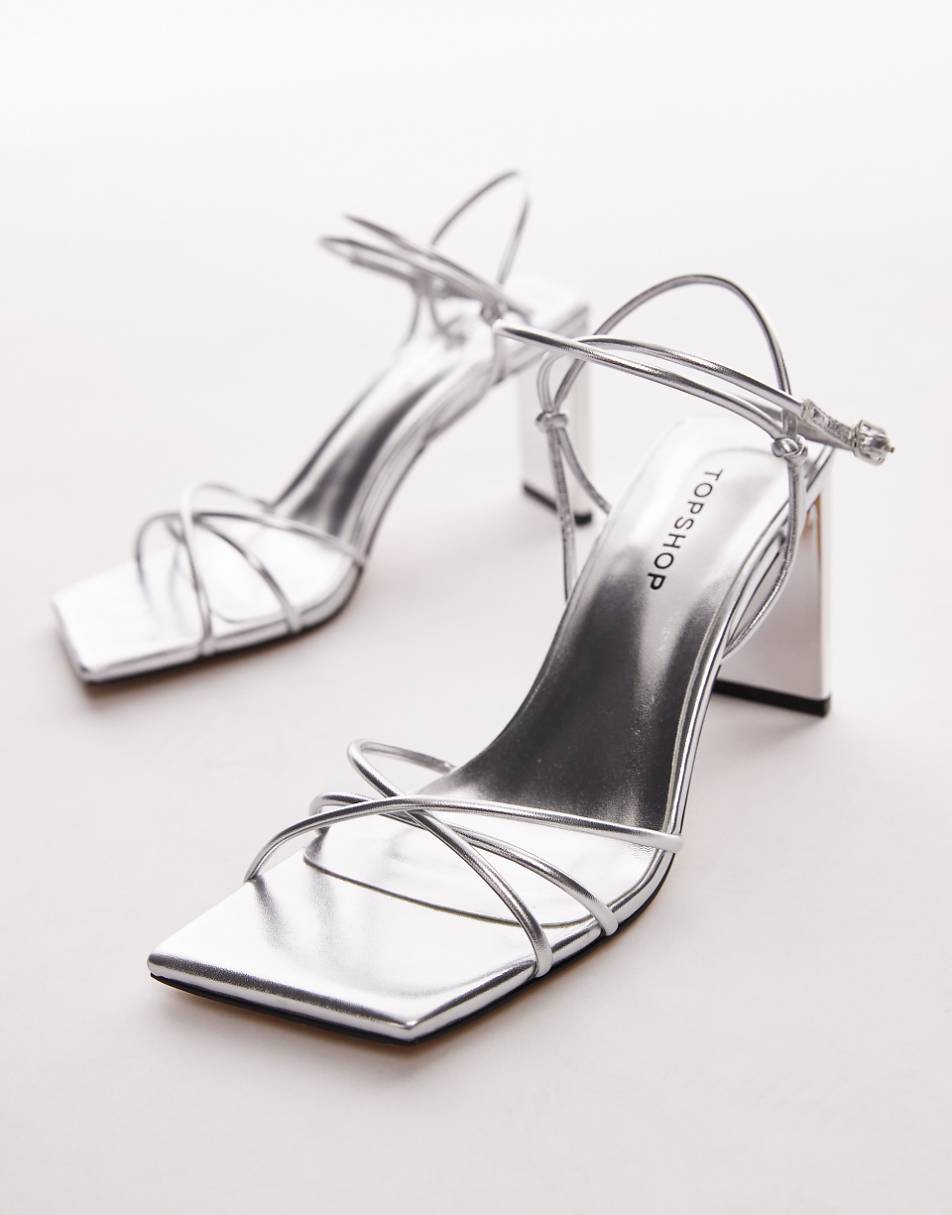 Topshop Georgina strappy heels in silver