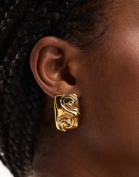 8 Other Reasons 18k gold plated swirl pattern large stud earrings