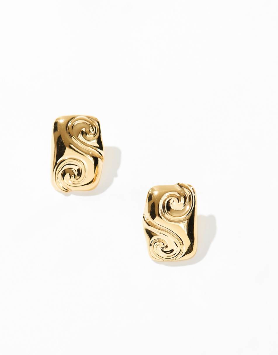 8 Other Reasons 18k gold plated swirl pattern large stud earrings