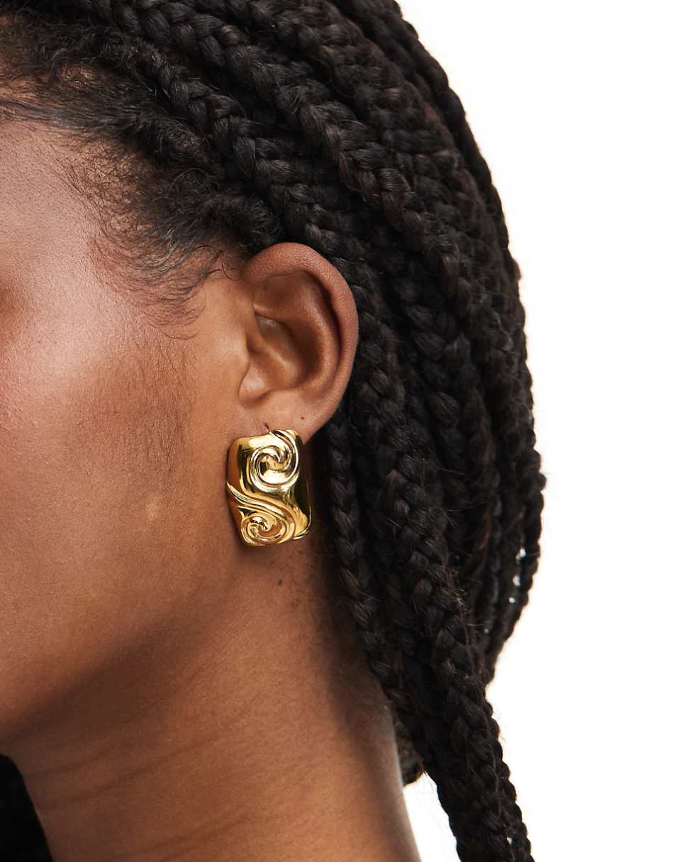 8 Other Reasons 18k gold plated swirl pattern large stud earrings