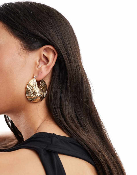 8 Other Reasons 18k gold plated textured chunky hoop earrings