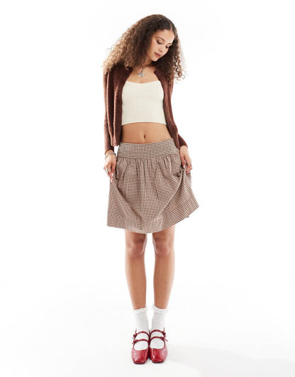 Daisy Street fluffy knit micro cardigan in chocolate