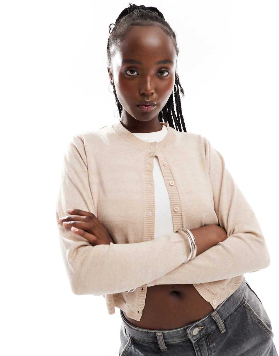 Daisy Street soft touch knit cardigan in cream heather