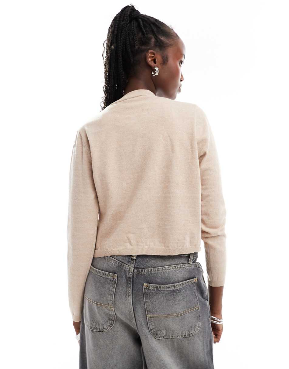 Daisy Street soft touch knit cardigan in cream heather