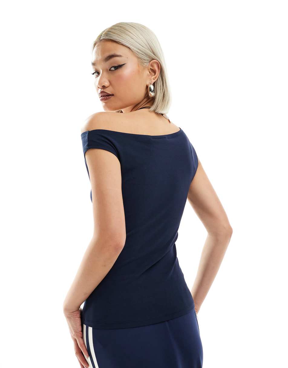 Weekday Hedda asymmetric top in navy