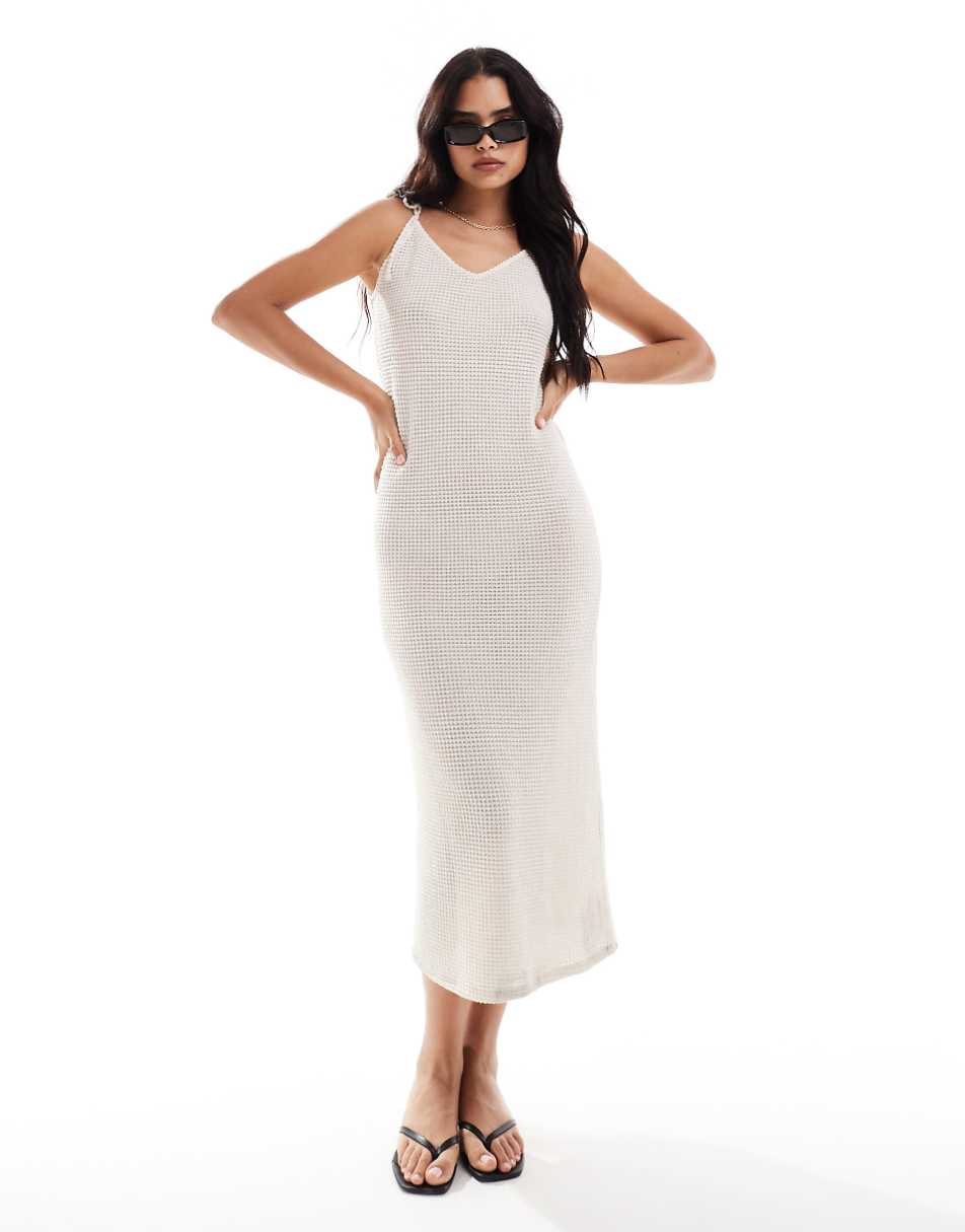 Vero Moda textured jersey maxi dress in cream