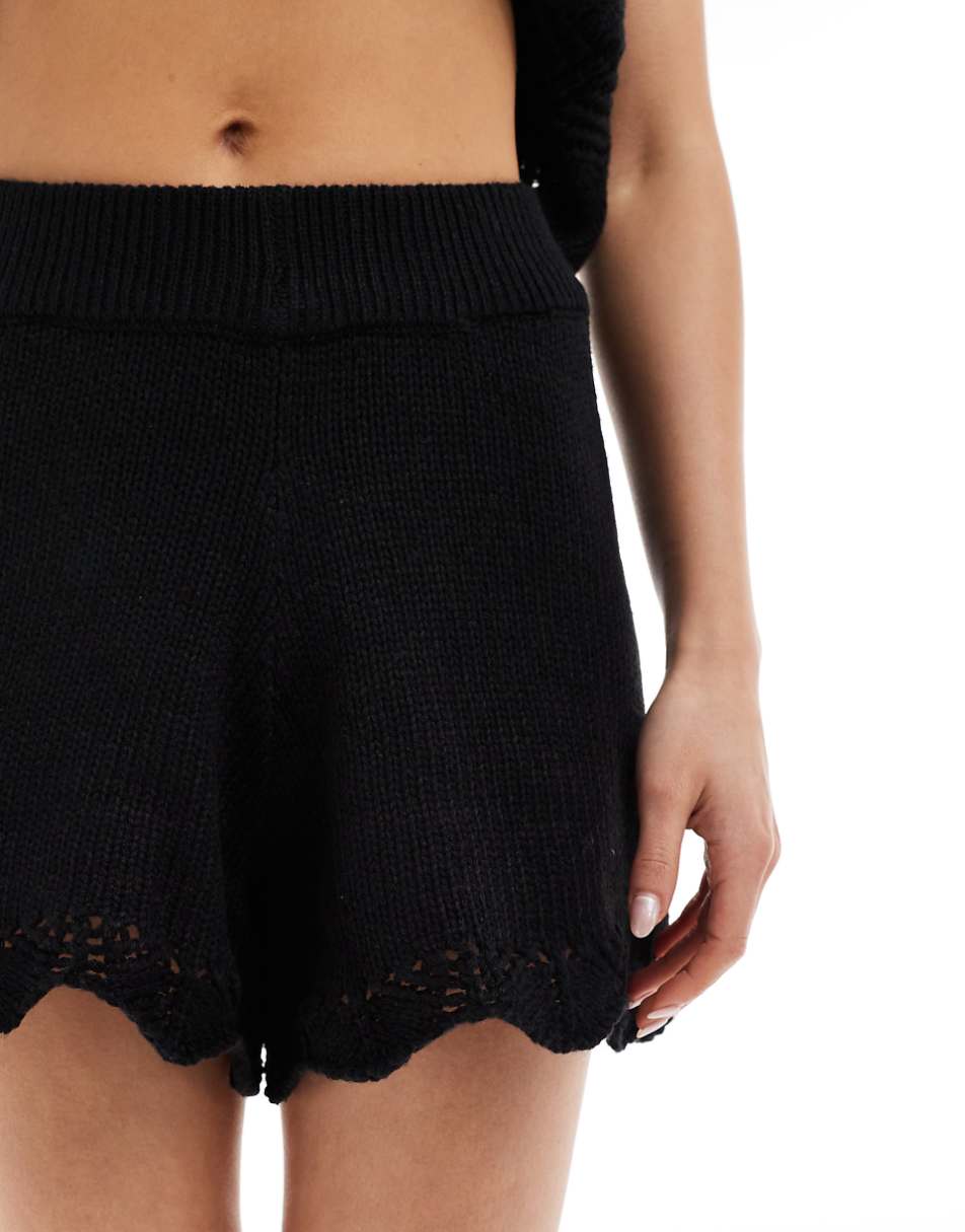 Vero Moda crochet knit shorts in black - part of a set