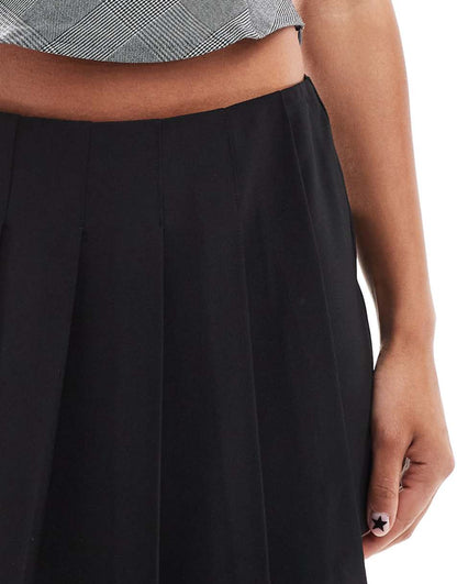 ASOS DESIGN tailored mini skort with pleated wrap detail in black