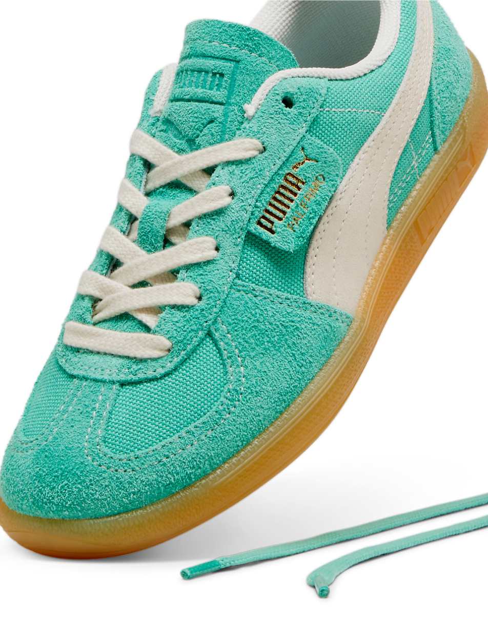 PUMA Vintage Palermo sneakers with gum sole in green and white