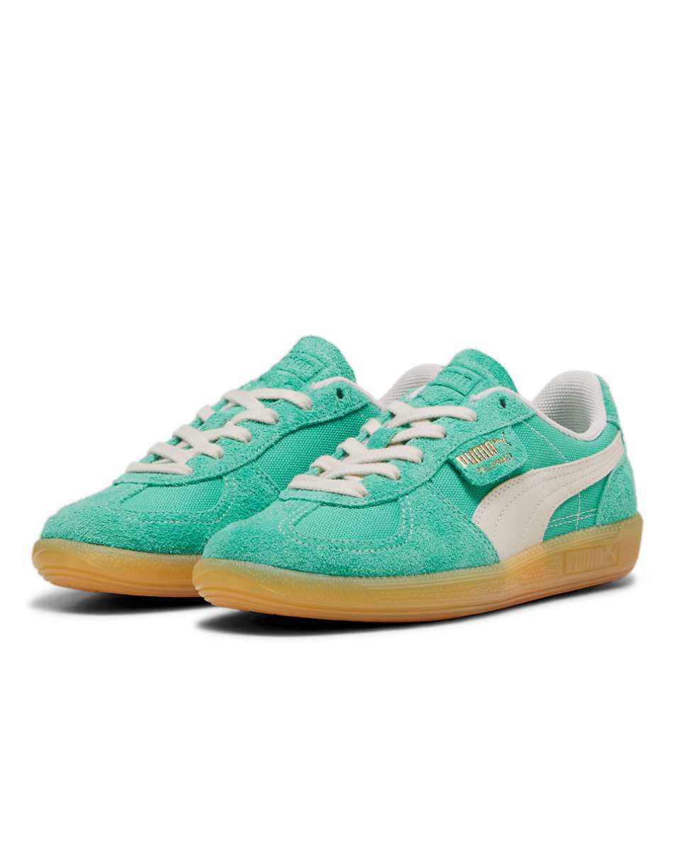 PUMA Vintage Palermo sneakers with gum sole in green and white