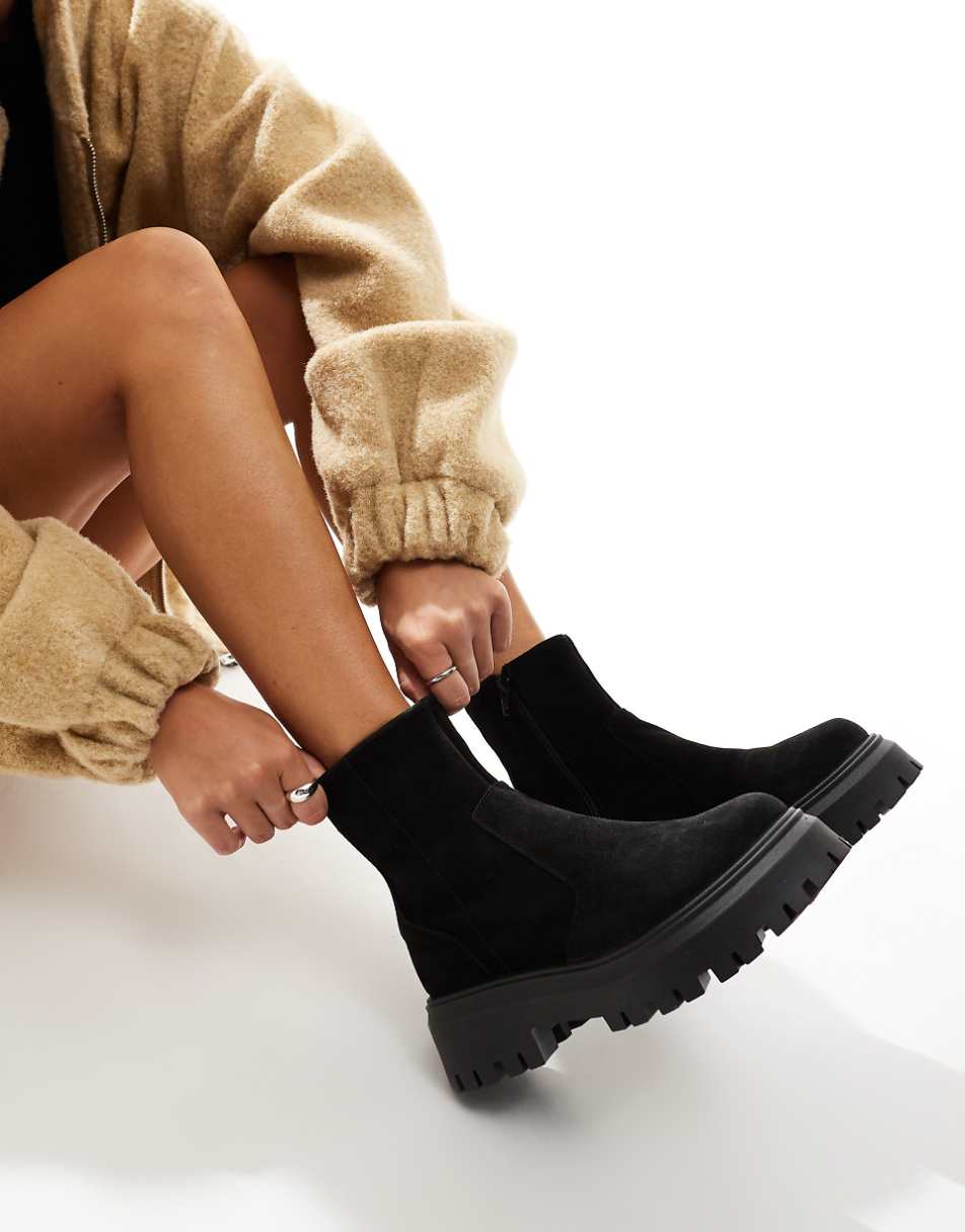 ASOS DESIGN Antigua suede sock boots in black