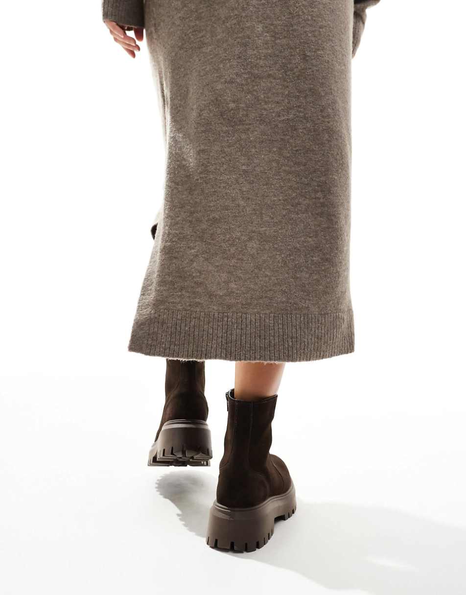 ASOS DESIGN Wide Fit Antigua suede chelsea sock boots in brown