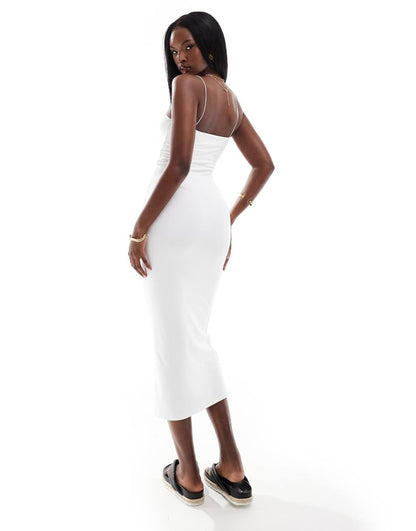 ASOS DESIGN soft touch cami midi dress in white