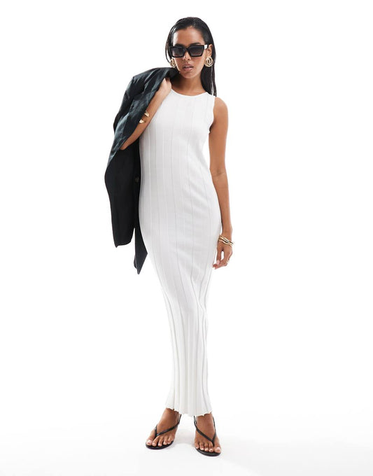 4th & Reckless thick rib knit sleeveless maxi sweater dress in white