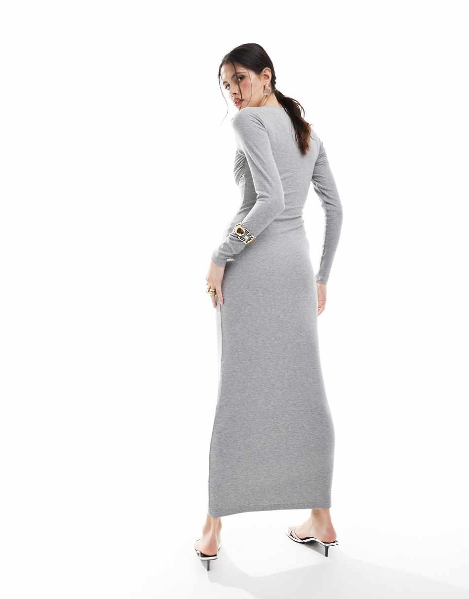 4th & Reckless bust detail maxi dress in gray