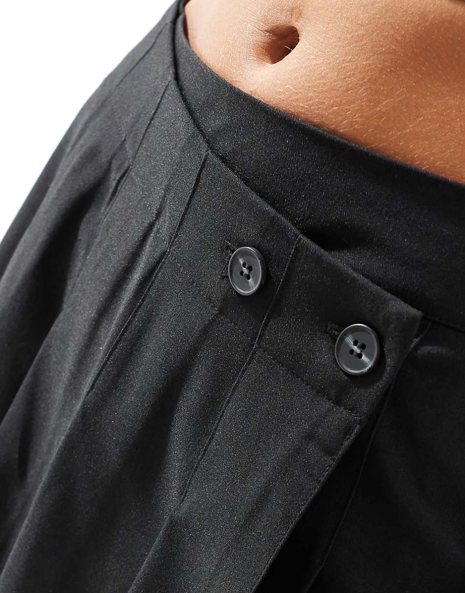 ASOS DESIGN tailored asymmetric pleated mini skirt in black