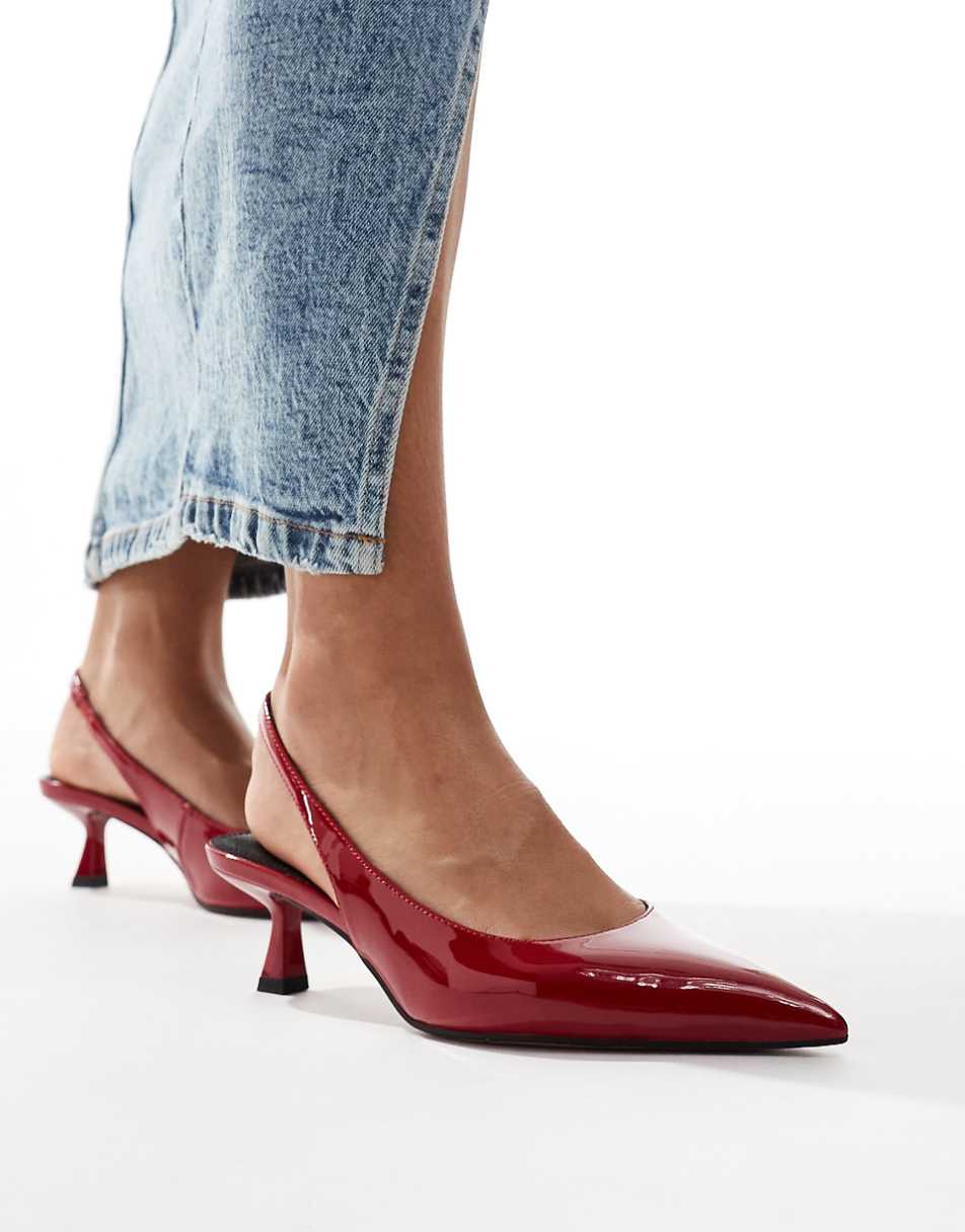 ASOS DESIGN Stroll slingback mid heel shoes in red