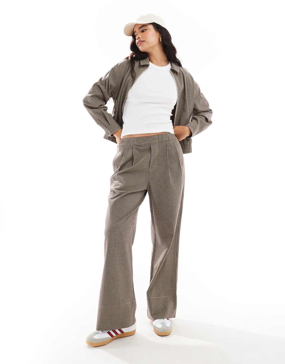 ASOS DESIGN plaid wide leg pants in brown - part of a set