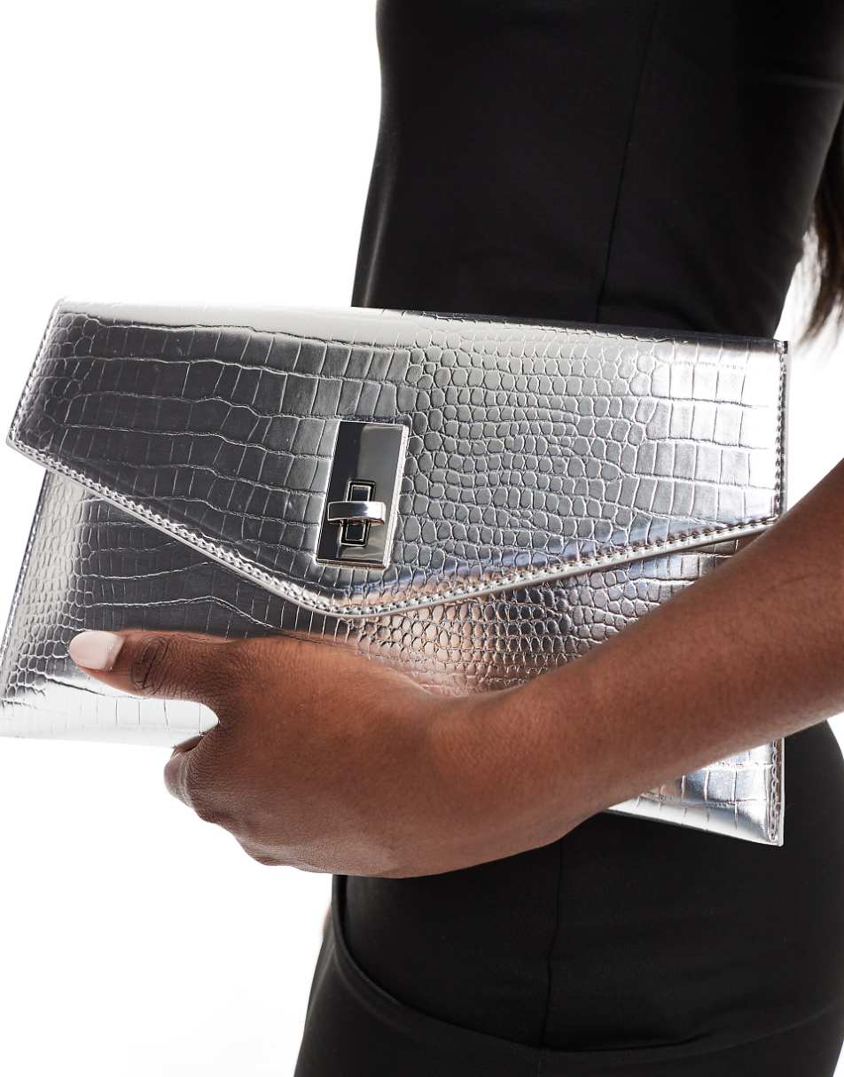 True Decadence classic clutch bag in silver