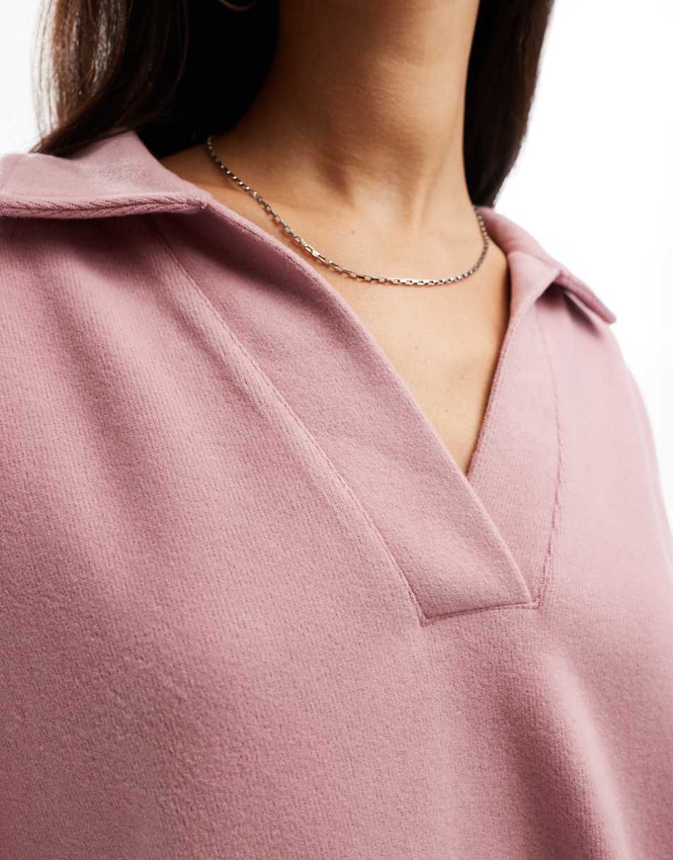 ASOS DESIGN super soft longline rugby sweater in pink