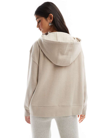 ASOS DESIGN supersoft zip up oversized hoodie in warm cream