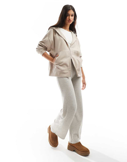 ASOS DESIGN supersoft zip up oversized hoodie in warm cream
