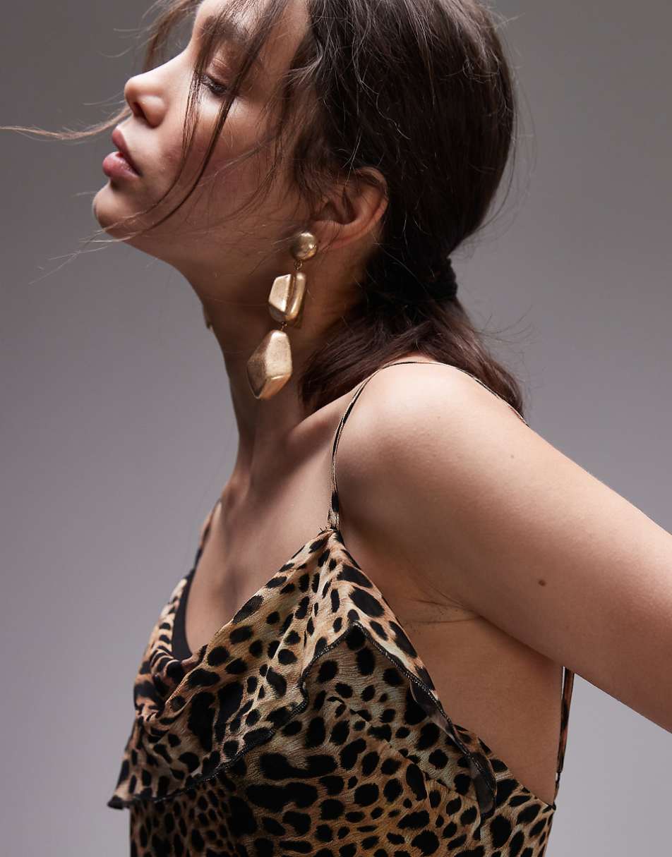 Topshop sheer drape mini dress in cheetah